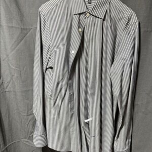 Banana Republic Men's Black and White Striped Dress Shirt